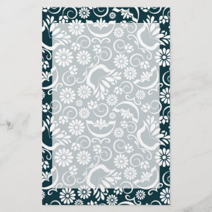Elegant black white floral Stationery