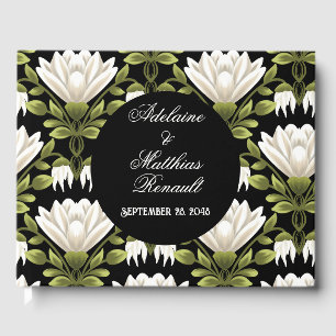 Elegant Black & White Floral Wedding: Calligraphy Guest Book
