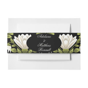 Elegant Black & White Floral Wedding: Calligraphy Invitation Belly Band