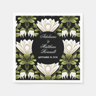 Elegant Black & White Floral Wedding: Calligraphy Napkin