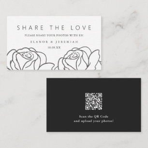 Elegant Black White Floral Wedding Share the Love Enclosure Card