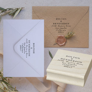 Elegant Black & White Floral Wreath Wedding Rubber Stamp