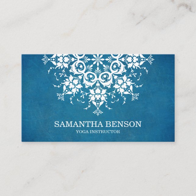 Elegant Black & white Flower Logo Yoga Business Card (Front)