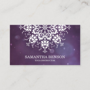 Elegant Black & white Flower Logo Yoga Business Card