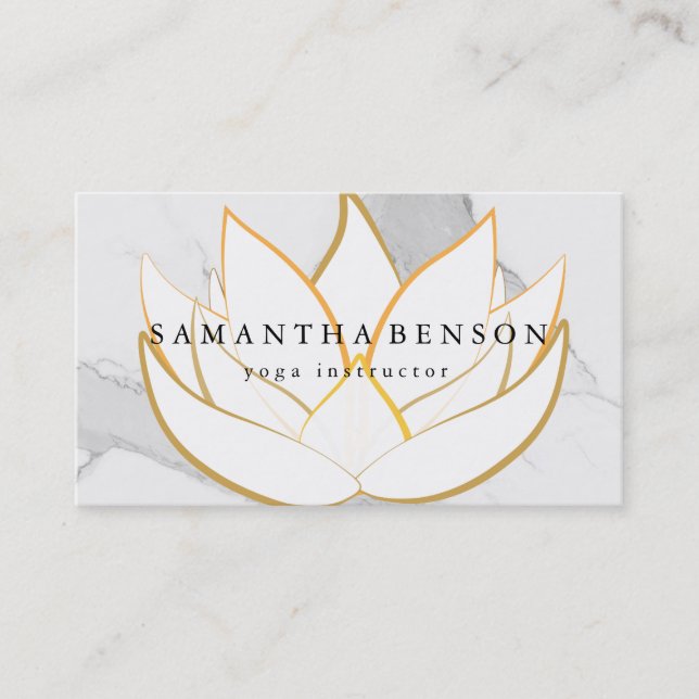 Elegant Black & white Flower Logo Yoga Business Card (Front)