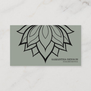 Elegant Black & white Flower Logo Yoga Business Card