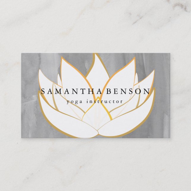 Elegant Black & white Flower Logo Yoga Business Card (Front)