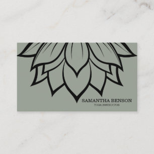 Elegant Black & white Flower Logo Yoga Business Card