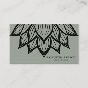 Elegant Black & white Flower Logo Yoga Business Card