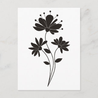 Elegant Black & White Flower Postcard