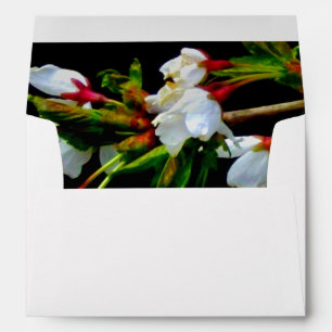 Elegant Black White flowering white Blossom Envelope