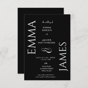 Elegant Black & White Font Bold Script Wedding Invitation