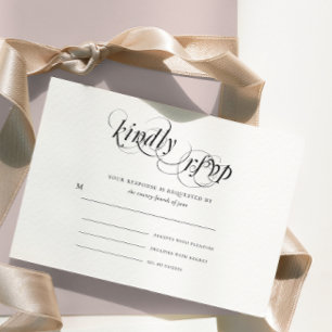 Elegant Black White Formal Wedding RSVP Card