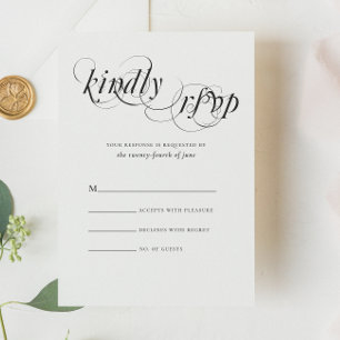 Elegant Black White Formal Wedding RSVP Card