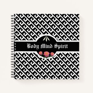 Elegant Black & White Geometric Pattern Notebook