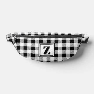 Elegant black white gingham customisable monogram bum bags