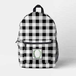 Elegant black white gingham letter O Printed Backpack