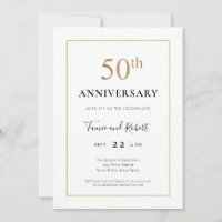 Elegant Black White Gold 50th Wedding Anniversary
