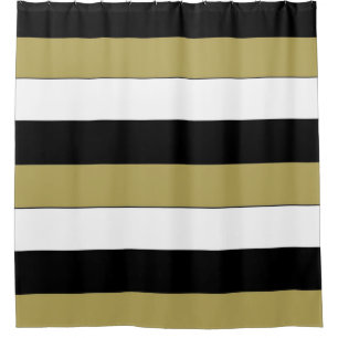 Elegant Black White Gold Brown Stripes Pattern Shower Curtain