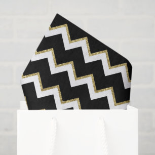 elegant black white gold chevron tissue paper