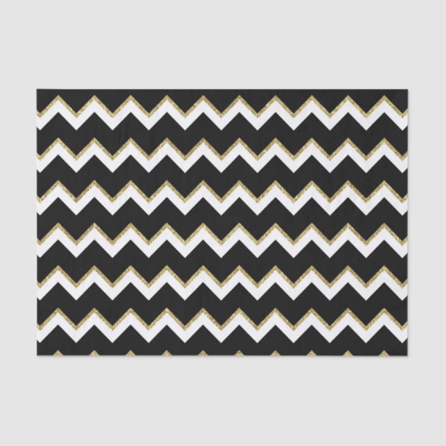 elegant black white gold chevron tissue tissue paper (Front)