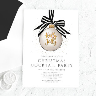 Elegant Black White Gold Christmas Cocktail Party Acrylic Invitations