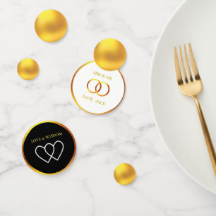 Elegant Black White & Gold Confetti