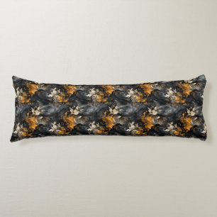 Elegant Black White Gold Floral Repeating Pattern Body Cushion