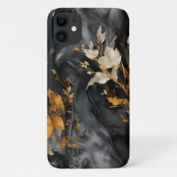 Elegant Black White Gold Floral Repeating Pattern