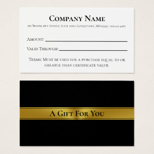 Elegant Black White & Gold Gift Certificate