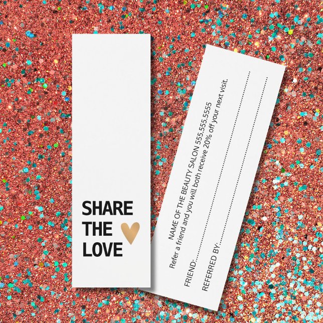 Elegant Black White Gold Heart Referral Card (Creator Uploaded)