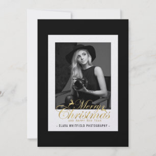 Elegant Black White Gold Photography Business Holiday Card