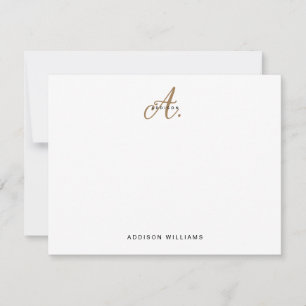 Elegant Black White Gold Script Monogram Card