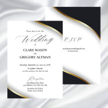 Elegant Black White Gold Wedding with RSVP