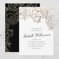 Elegant Black White Gold Wreath Bridal Shower