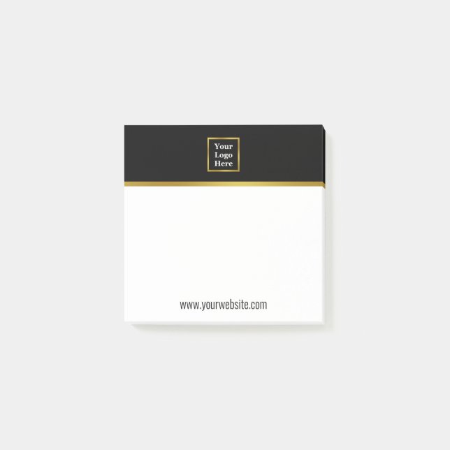 Elegant Black White & Gold Your Logo Here Template Post-it Notes (Front)