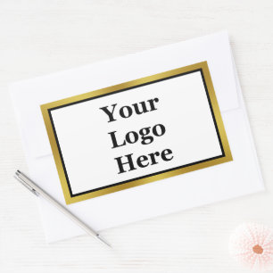 Elegant Black White Gold Your Logo Here Template Rectangular Sticker
