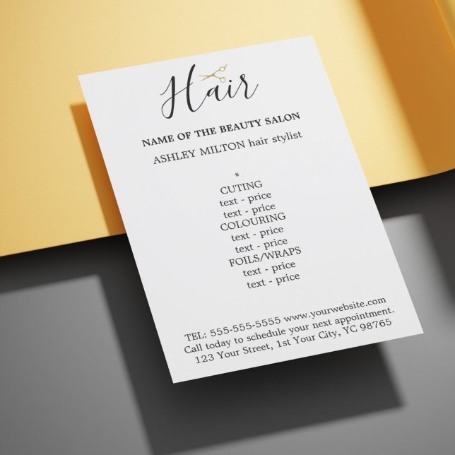 Elegant Black White Golden Scissors Hair Menu (Creator Uploaded)