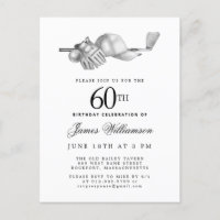 Elegant Black White Golf 60th Birthday Party