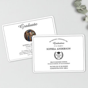 Elegant Black & White Grad Photo Announcement