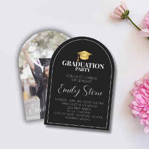 elegant black & white graduation invitation
