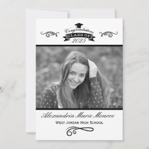 Elegant Black & White - Graduation Invitation