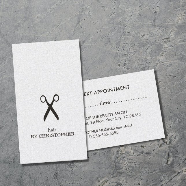 Elegant Black&White Hair Stylist Appointment Card (Creator Uploaded)