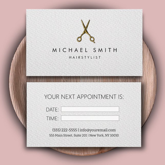 Elegant Black white Hairstylist Appointment Card (Creator Uploaded)