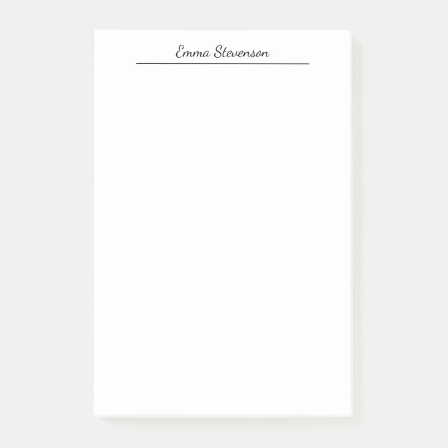 Elegant Black & White Handwriting Professional Post-it Notes (Front)