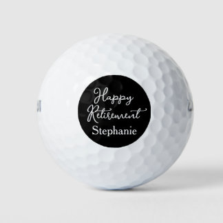 Elegant Black & White Happy Retirement Party Golf Balls
