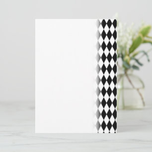 Elegant Black White Harlequin Rhombus Geometric Save The Date