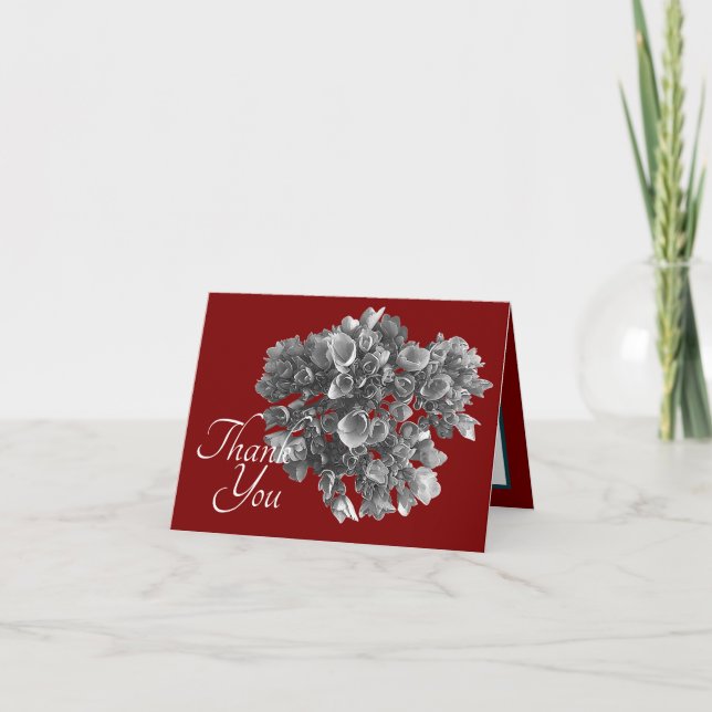 Elegant Black White Hydrangea Botanical Thank You Card (Front)