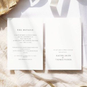 Elegant Black White Information Wedding  Enclosure Card