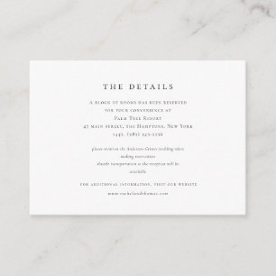 Elegant Black White Information Wedding  Enclosure Card